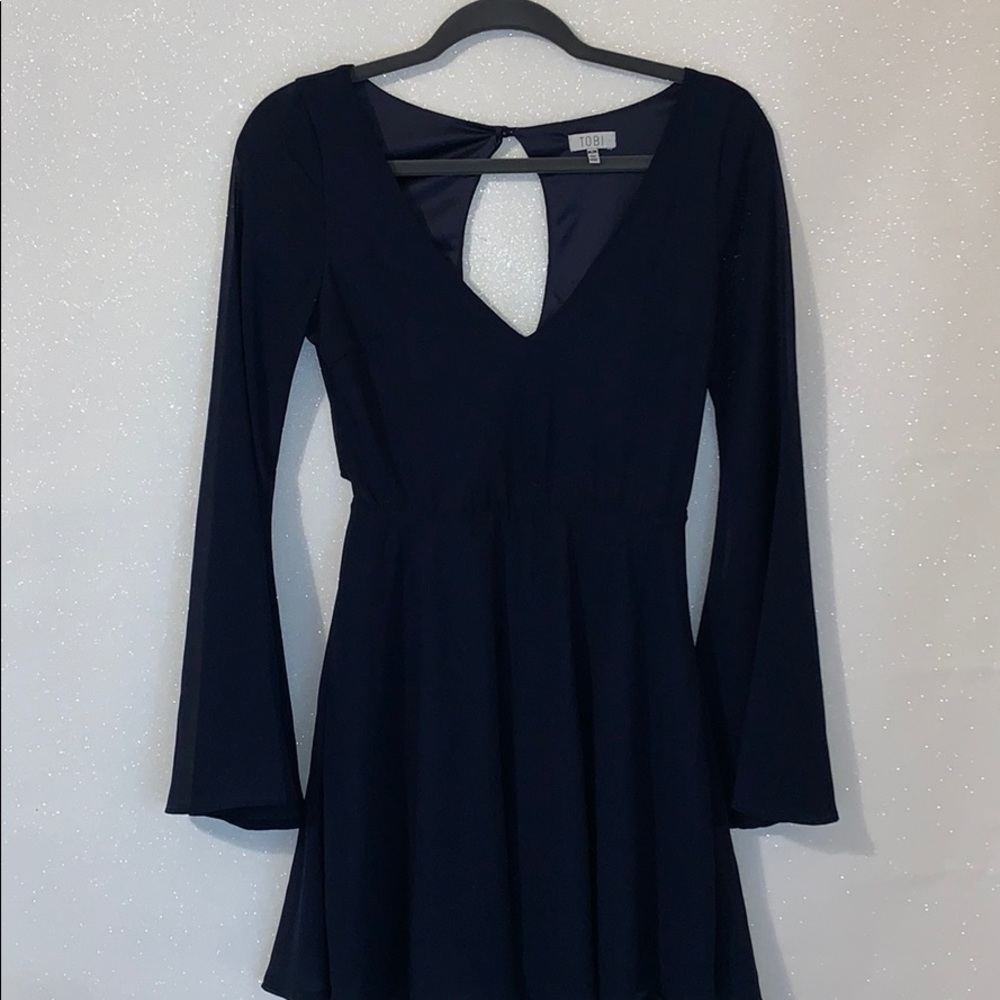 Navy Blue Open Back Cocktail Dress!